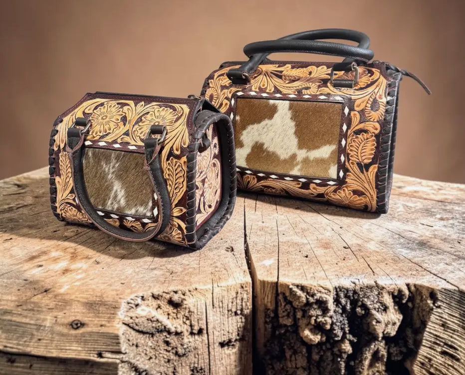 Medium cowhide and tooled speedy